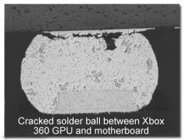 Cracked solder ball Xbox 360 GPU